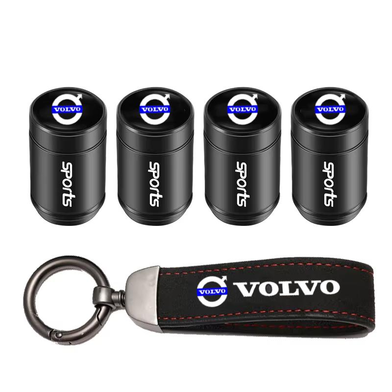 Car Logo Tire Valve Stems Cap Keychain Style Wheel Air Valve Cover For Volvo Xc60 Xc90 V40 V60 S60 V50 V90 S80 C40 XC40 V70 XC70
