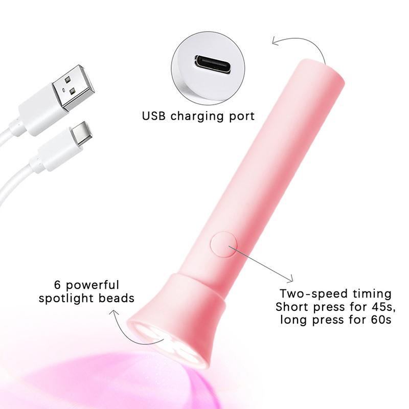Tragbare Handheld Uv Led Taschenlampe Nagellampe 6 Led-Perlen Schnelltrocknend USB Nageltrockner 18W Maschine Nagelgel Trocken Nail Art Werkzeug