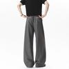 Men's American Pleated Trousers Fashion Loose Black Straight Versatile Wide-leg Casual Trousers Trend