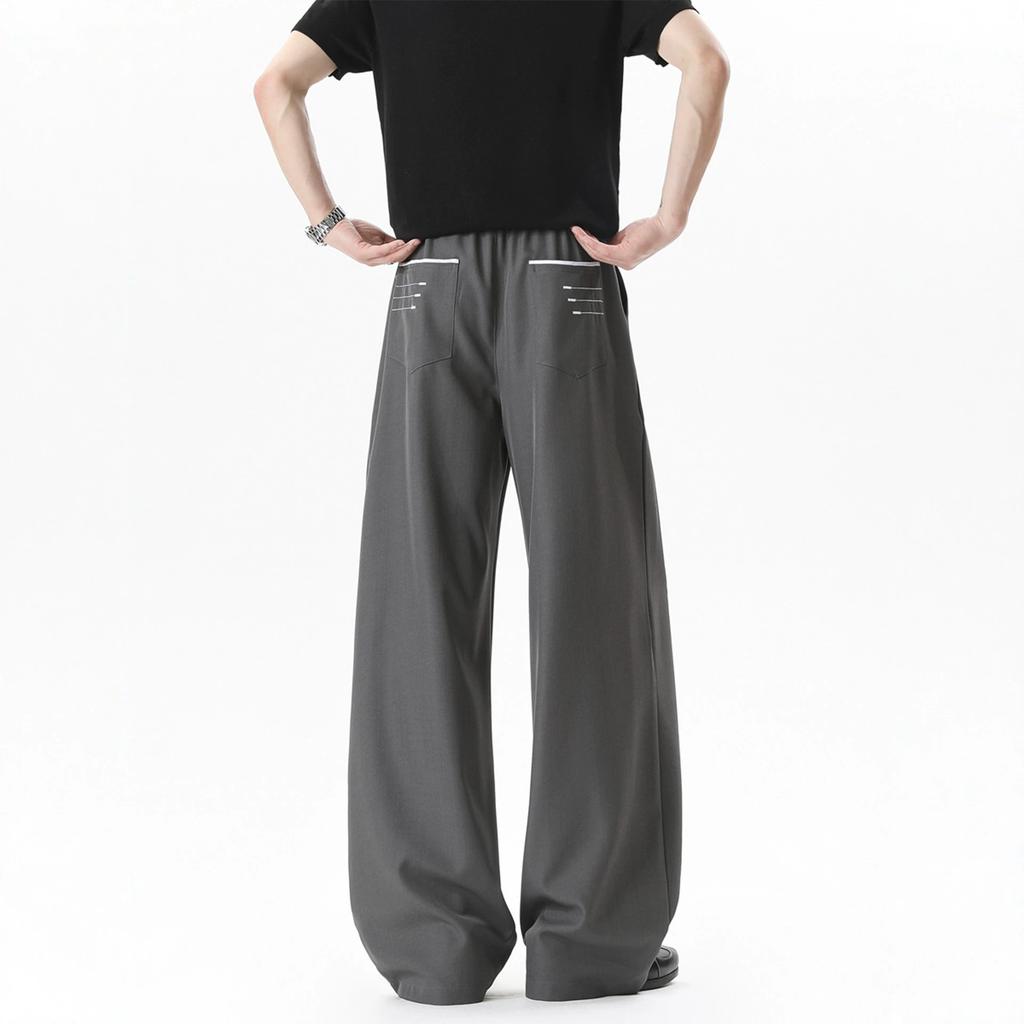 Men's American Pleated Trousers Fashion Loose Black Straight Versatile Wide-leg Casual Trousers Trend