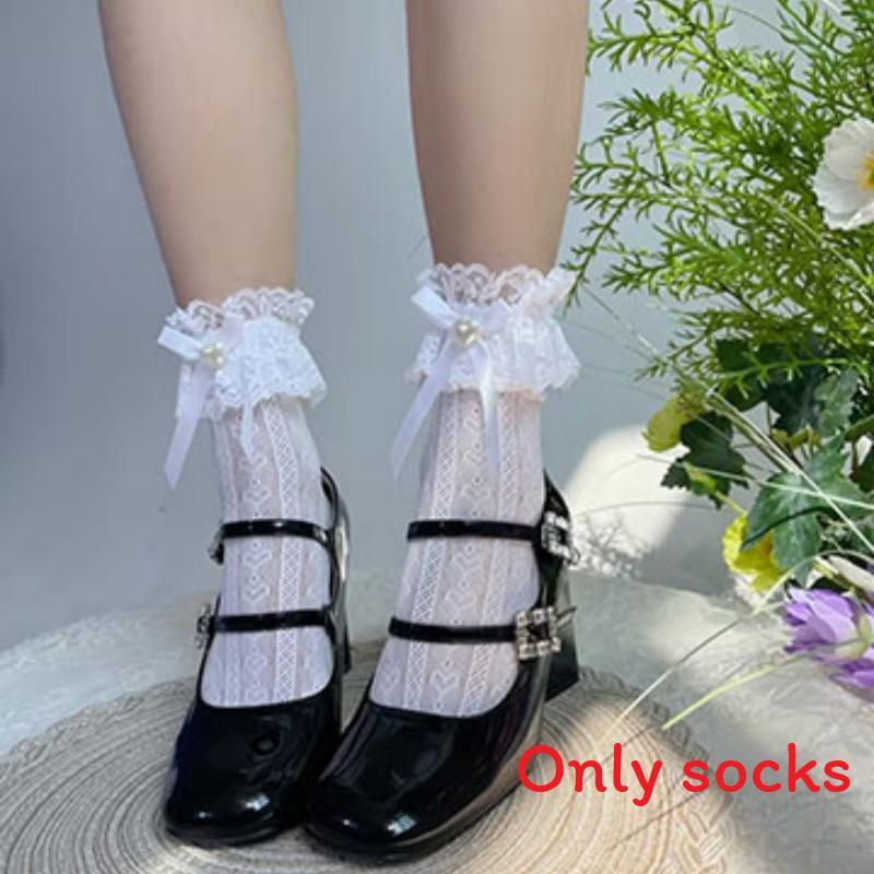 Girls Polka Dot Ruffle Tulle Butterfly Bow Knee Socks With Frictionresistant Fabric For Teens