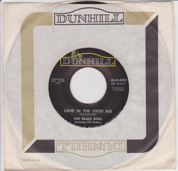 

7-дюймовая пластинка ЛАТУННОЕ КОЛЬЦО - Любовь на открытом воздухе 45D4090 Dunhill 1967 США Джаз Б/У