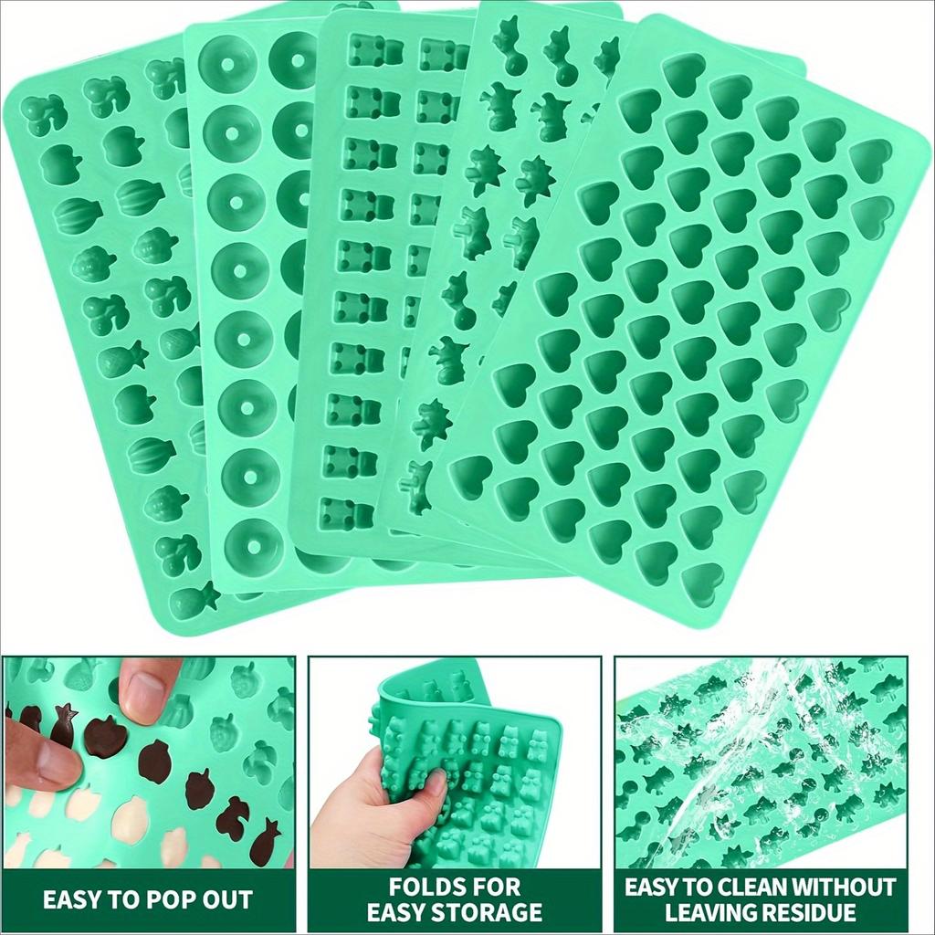 Gummy Bear Molds Silicone Mini Chocolate Candy Mold Including Dinosaur Bear Hearts Donut Fruit Shape Candy Silicone Moulds