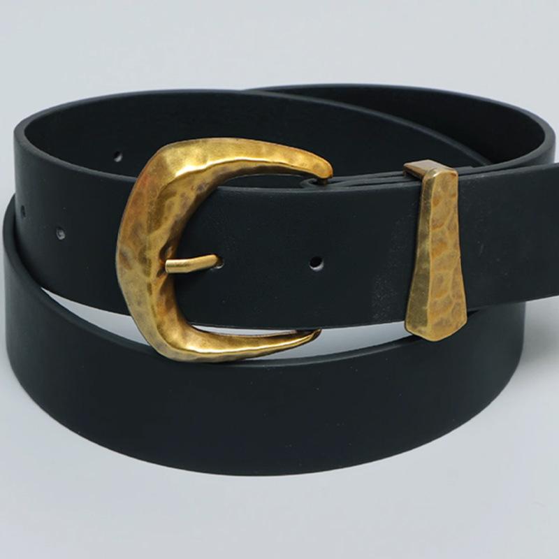 

Американский ретро металлический геометрический широкий вариант модный кожаный ремень женский декоративный пояс с золотой пряжкой 110cm чёрный