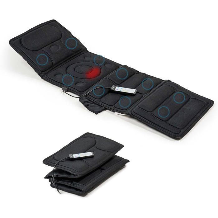 Matelas de Massage Électrique - CELLUSTOP - 10 Moteurs - 5 Modes - Fonction Chauffante Lombaire