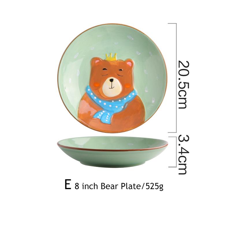 1pc Animal Zoo Dinner Plate Rabbit Bowl Mug Dinnerware Ceramic Porcelain Baby Bear Feeding Dish Children Tableware