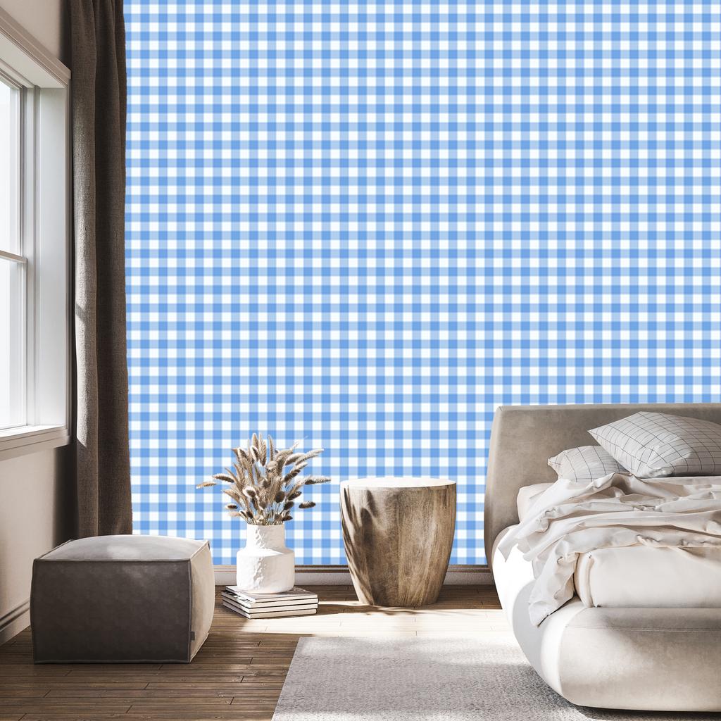 Wallpaper Fabric Pattern Azure and White, Soft Forms 50x1000