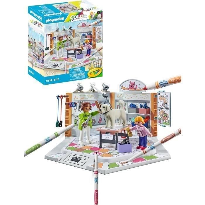 Playmobil Color 71514 Grooming Salon, Crayola Crayons To Draw On the Characters, 61 Pieces, from 5 Years