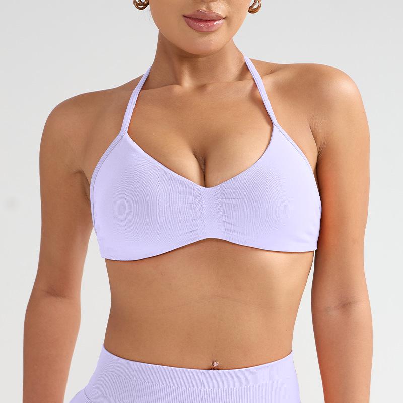 Dfyne Stoßfester Neckholder-Sport-BH mit Brustpolster - High-Intensity-Yoga-Camisole für Damen