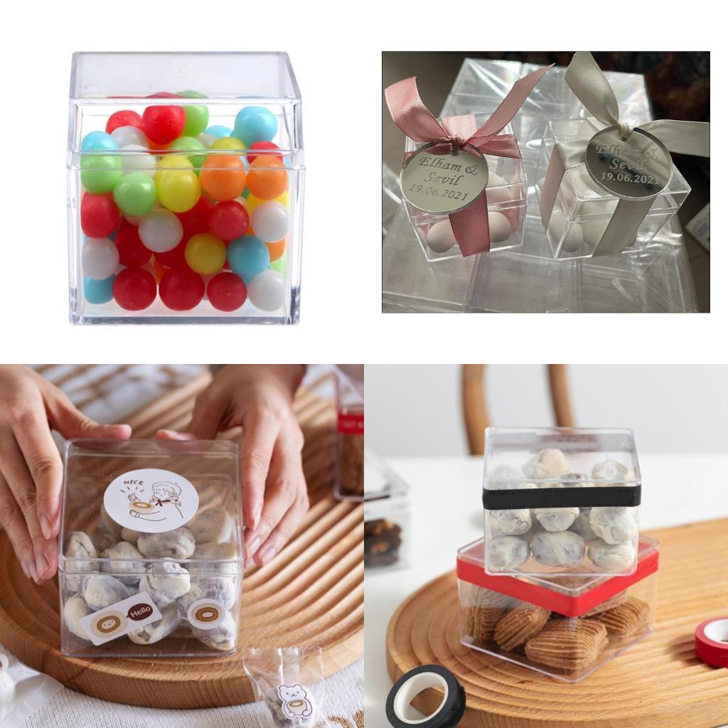 

12pcs Clear Acrylic Square Cube Candy Box Treat Gift Boxes Containers for Wedding Party Baby Shower Packaging for X3UC China Mainland
