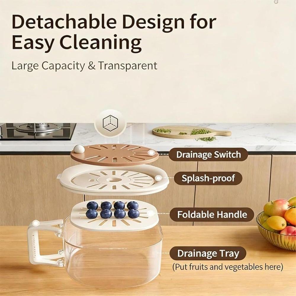 Multifunctional Fruit Washing Bowl With Lid and Handle Kitchen Storage Basin Fruit And Vegetable
