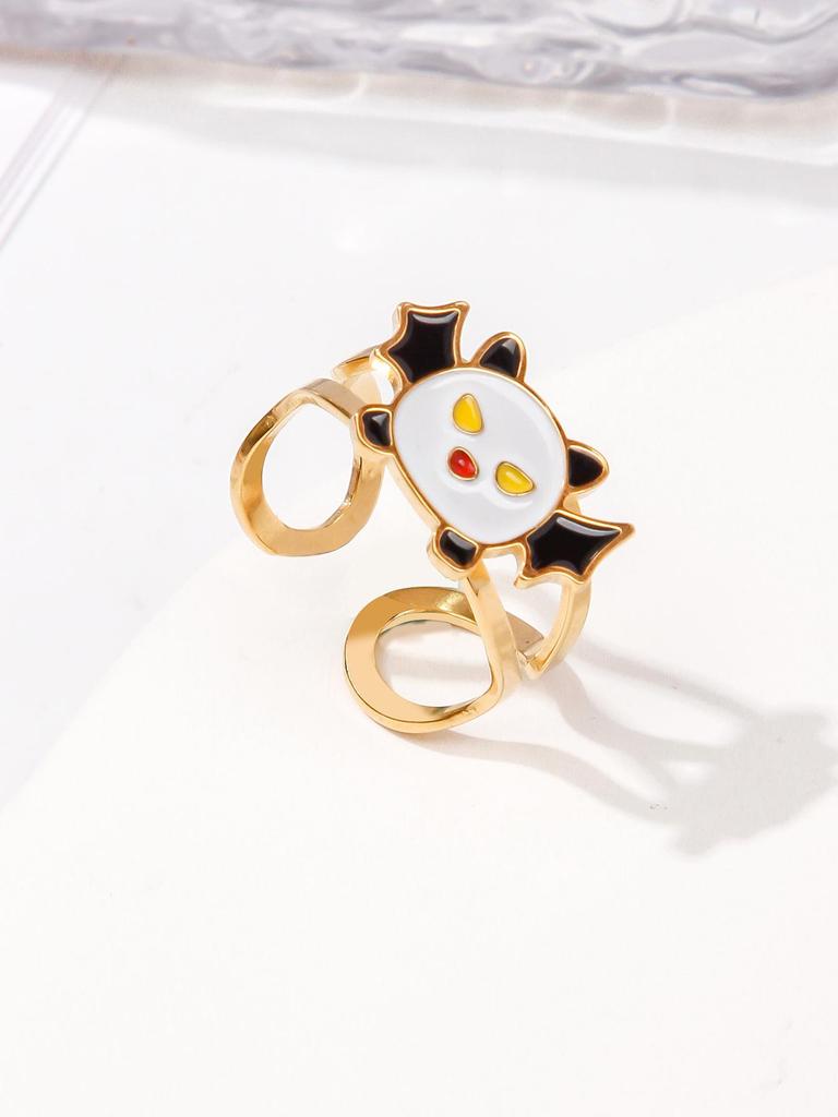 Trendy Open Monster Stainless Steel Ring: European & American Style for Halloween & Christmas