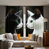 2pcs Black & White Cat Curtains – Modern Art Design of Two Cats for Living Room & Bedroom – Perfect for Pet Lovers