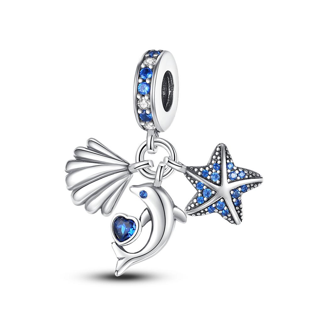 925 Silver Ocean Turtle Crab Mermaid Charms Beads Fit Original Bracelets S925 DIY Jewelry Gift Accessory