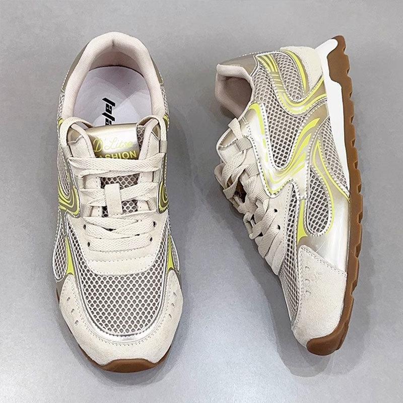 Leather Mesh Flat-soled German Training Shoes Women's 2025 Summer New Breathable Casual Women's Shoes Flat-soled Forrest Gump Sports Shoes