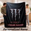 Monster Energy Personalized Flannel Blanket Custom Name Text Soft Throw Blanket Home Decor