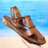 Fashion Mens Sandals Closed Toe Breathable Genuine Leather Casual Loafers Summer Outdoor Beach Sandalias Formal Office Walking Flats