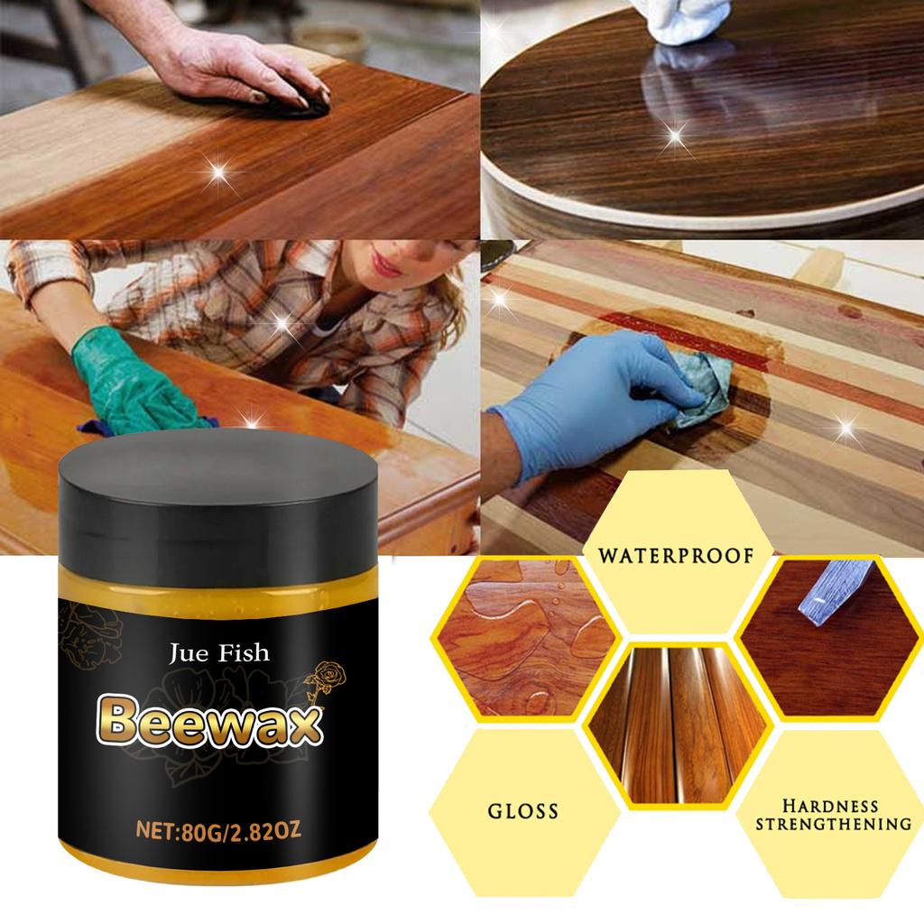 JUE-FISH Mehrzweck-Bienenwachs-Möbelpolitur, Holzwachscreme für Holzreiniger, Möbelpflege, Ölwachs, Holzgewürz, Bienenwachs, 80 g
