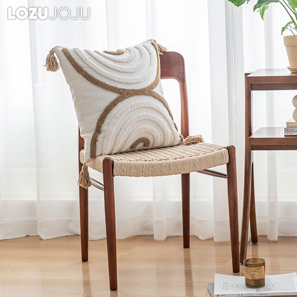 1PC LOZUJOJU Comfortable and Versatile Pillowcase Polyester Cotton Tufted Tassel Decorative Cushion Cover for Sofa Living Room Bedroom Home Decor