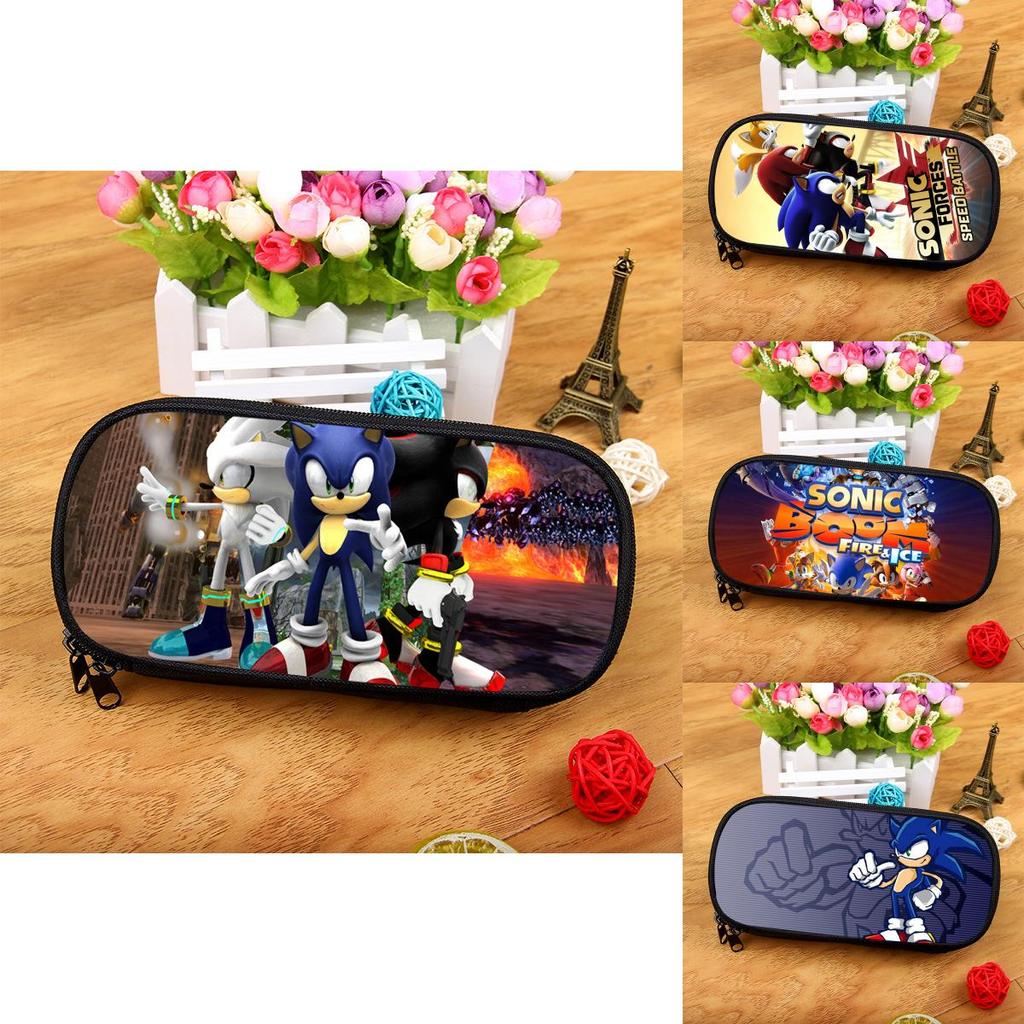 Sonic The Hedgehog Large Capacity Pencil Case With Nylon Material For School Supplies