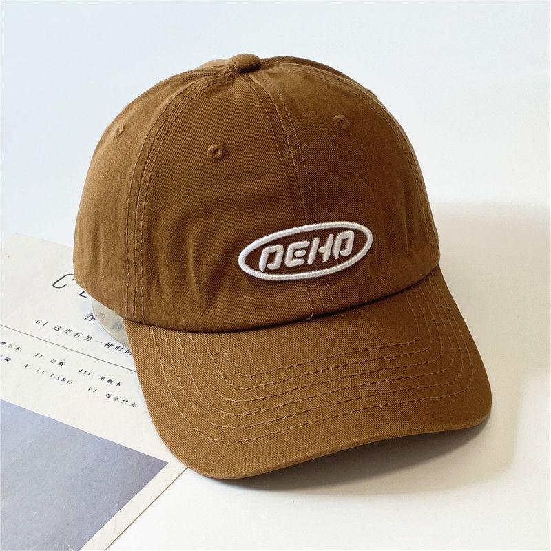 

All Year Round Hat Female K-style Oval Stereo Alphabet Embroidery Baseball Cap Male Minimalist All-Matching Sun Hat Soft Peaked Cap CAMEL Adjustable