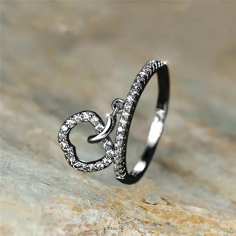 

Кольцо с подвеской в виде яблока для женщин, одинарное кольцо с микроинкрустацией цирконием, небольшое свежее и милое украшение. No. 10