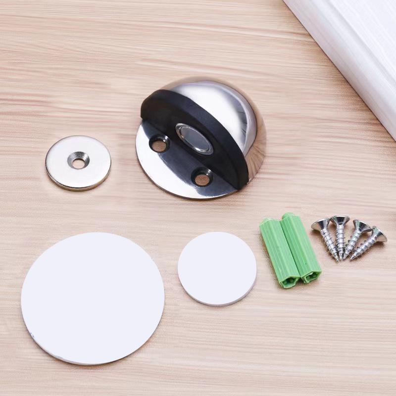 Genuine Stainless Steel Magnetic Door Stopper with Rubber Semi-Circular Anti-Collision Design