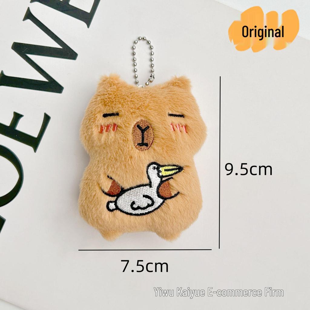 Siamese Cat & Capybara Star Plush Keychain with Squeaky Pendant