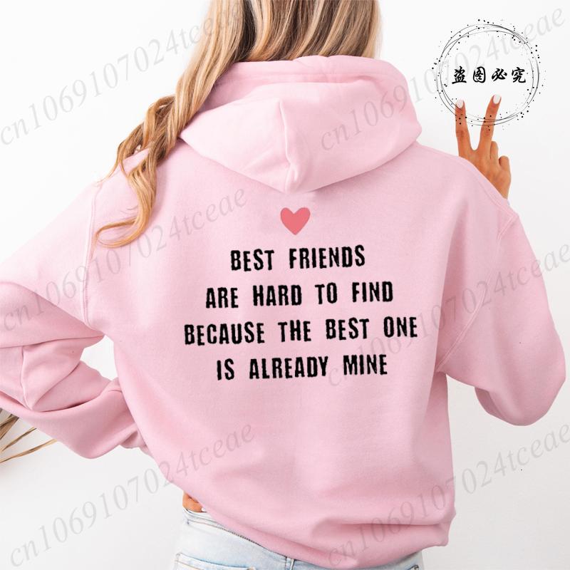 Beste Freunde Lustige Buchstaben Rückenaufdruck Damen Hoodies Lockeres Sweatshirt Sport Kapuzenjacke Täglich Grafik BFF Hoodies Tops