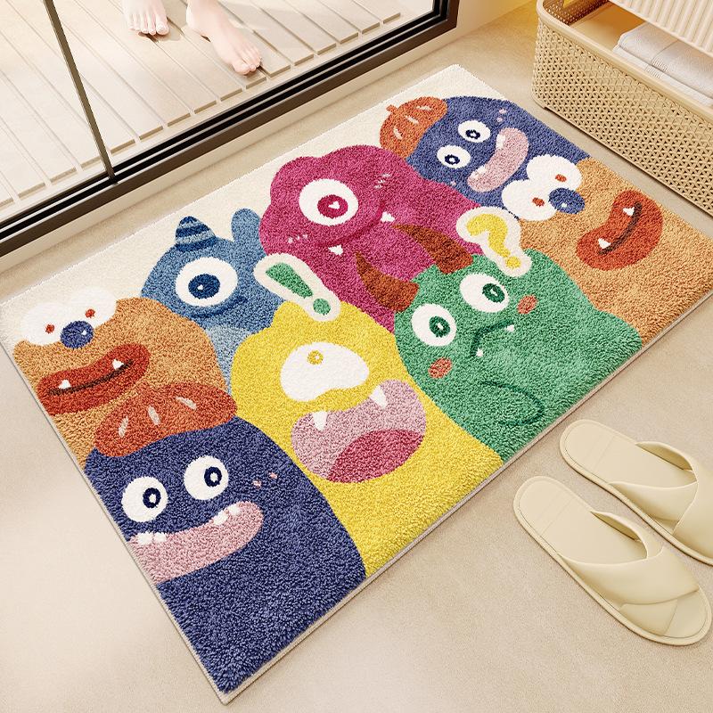 Absorbent Monster Bathroom Floor Mat Bathroom Floor Mat Imitation Cashmere Door Mat Non-slip Mat Household Bedroom Carpet Door Mat