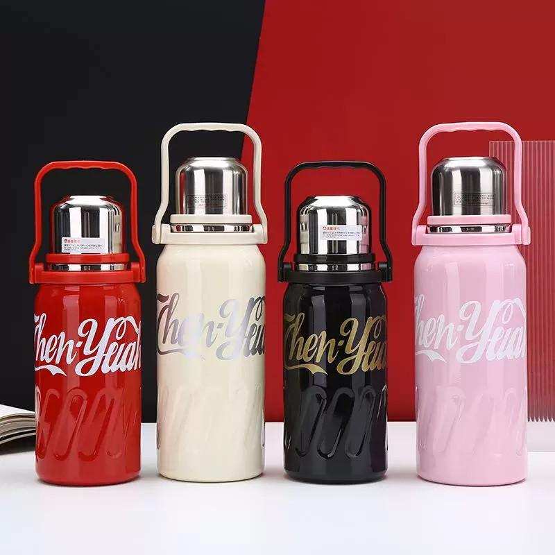 New High-value Internet Celebrity Thermos Cup Coke Red Milk White Large-capacity Portable Thermal Insulation Pot Car Water Cup