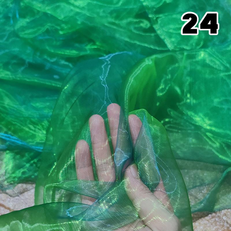 Przezroczysty Laserowy Tiul Tkanina Szycie Siatka Materiał Kolorowa Organza Szklana Fluorescencyjna Przędza Jedwabny Szyfon Materiał na Odzież Sceniczną