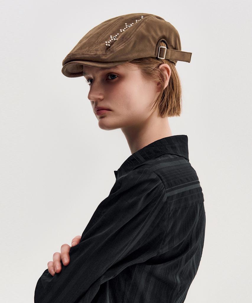 Kimjisu Studded Suede Hunting Cap _ Brown