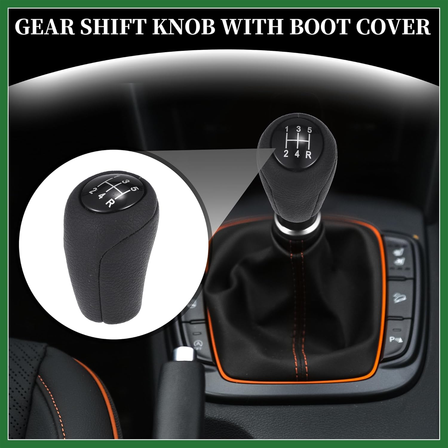 

Motoforti 5 Speed Manual Gear Shift Knob - Car Gearbox Stick Shifter Lever Knob - for Mazda MX-5 Miata 2006-2012 Plastic Faux Leather Black - 1 Pc
