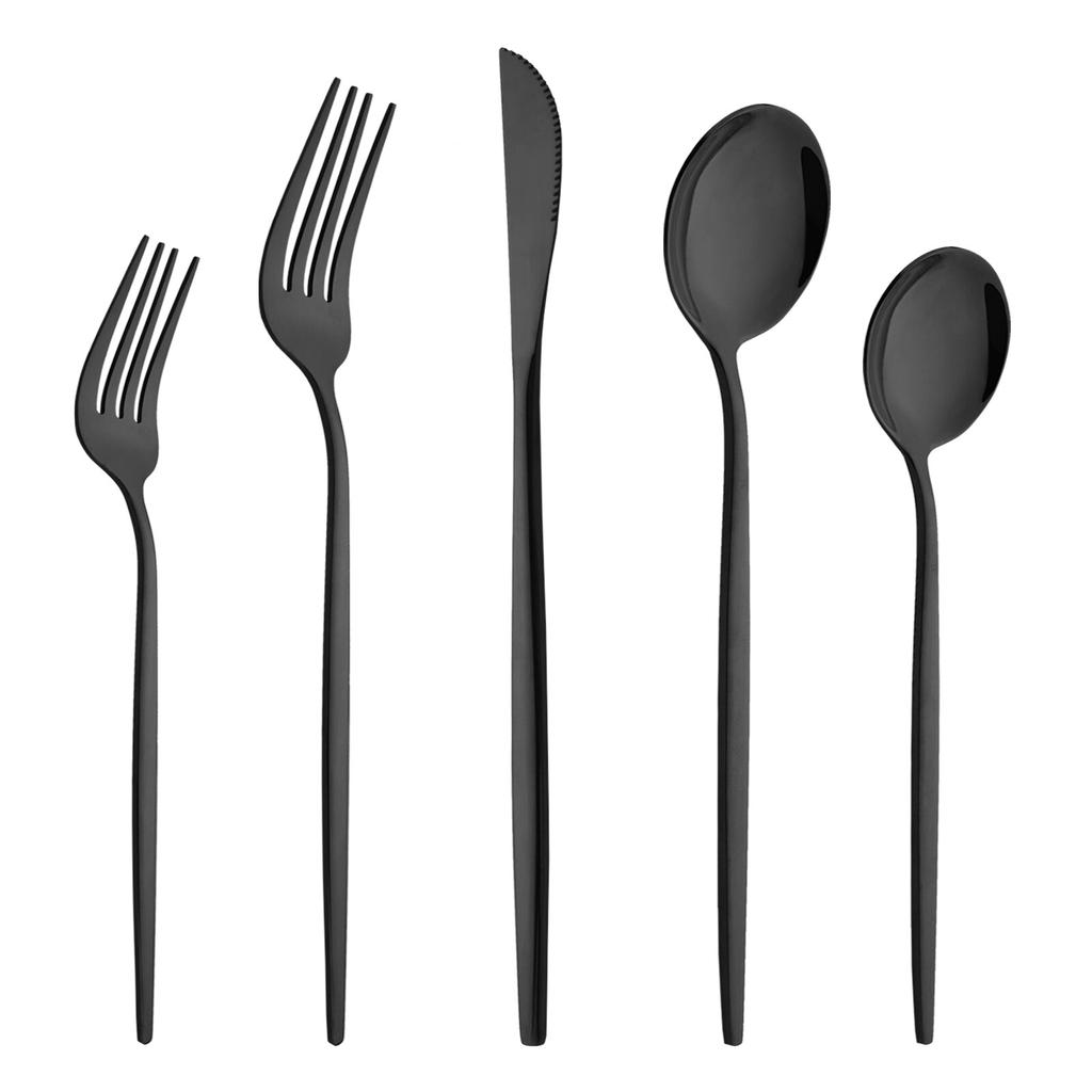 Modré zlato 5 ks Sada jídelního nádobí Stříbrné nádobí Příbory Nůž Dezert Vidlička Lžíce Nerezové nádobí Sada příborů Protable Jídelní potřeby