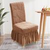 Yousheng Jacquard Dining Chair Cover Elastic Chair Slipcover with Long Ruffled Skirt Stretchy Chair Cover for Dining Room Wedding Banquet Decor