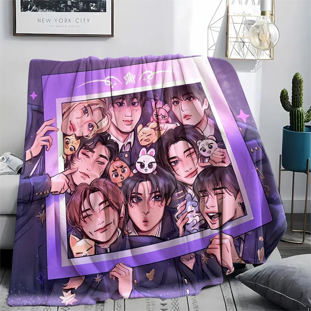 1 STKS SKZ Print Flanellen Deken, Hoge Kwaliteit Alle Seizoenen, Woondecoratie, Warmte en Comfort, Perfect voor Kerstcadeaus