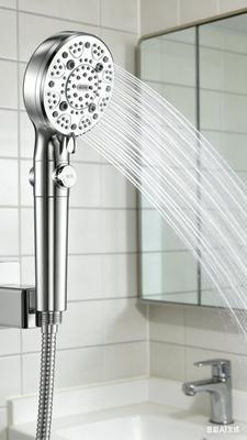 Duschkopf mit 9 Wasserstrahlstufen und Wasserstopp. Intensive Reinigung für porentiefes Reinigen und sanfte Kopfhautpflege. Speichert Zubehöreinstellungen und spart Wasser.