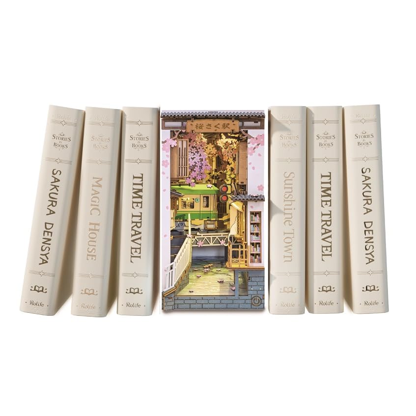 Tsukurundesu® 3D Wooden Puzzle Book Nook Series (Sakurasaku Station 3) with Japanese Instructions