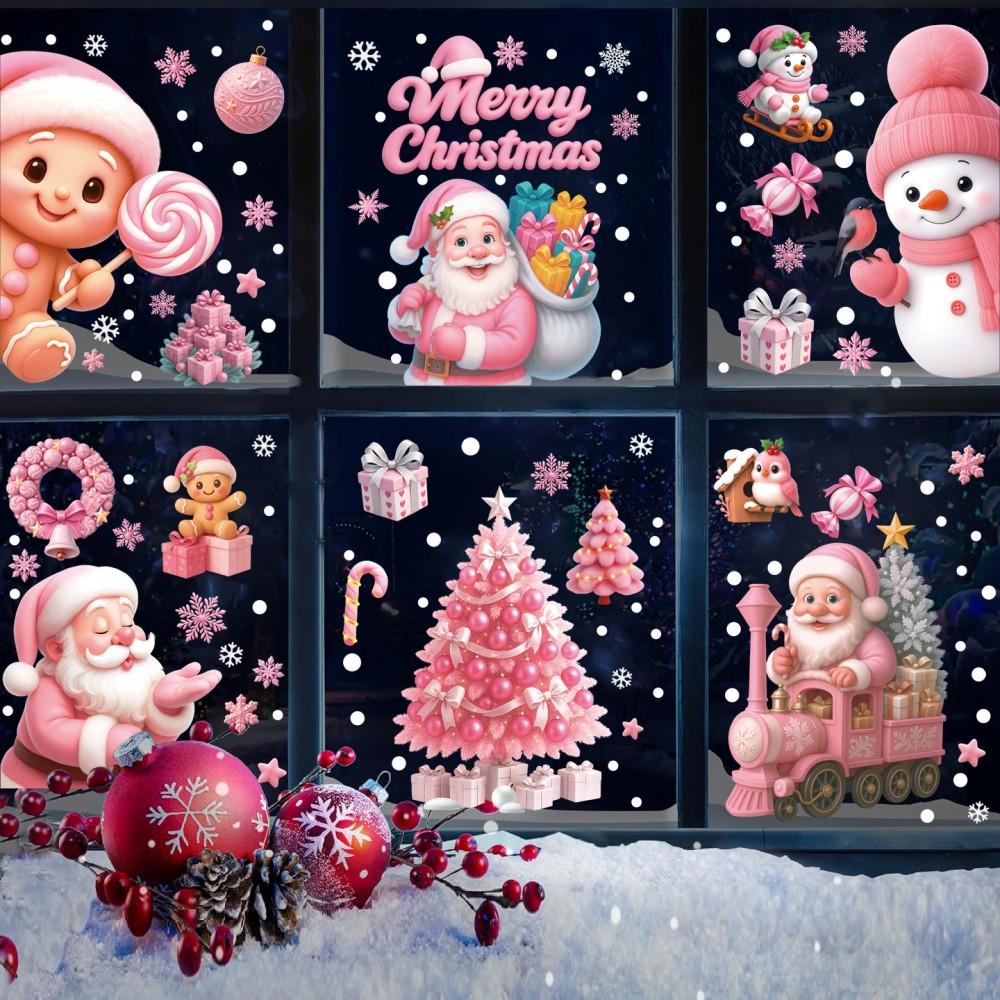 9 Sheets Merry Christmas Stickers for Glass Windows Snowflake Reindeer for Indoor Decorations Children's Room Atmosphere Sticker