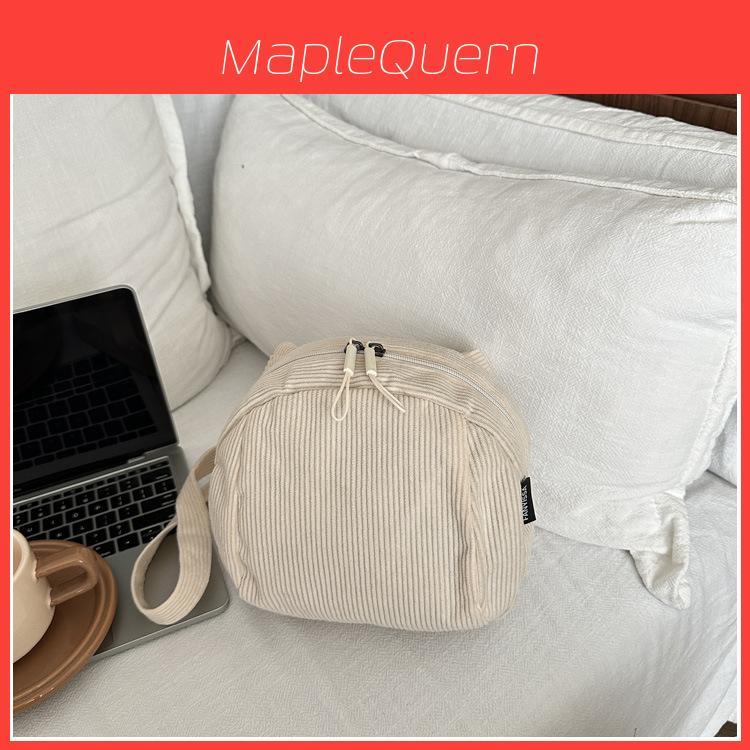 Urban Minimalist Corduroy Small Shoulder Bag With Zipper Closure For Daily Use