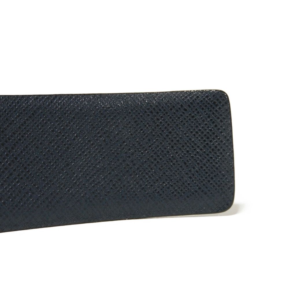 Used 11569 Sapphire Reversible 1.4" 2C5949 7966 Rotating Calfskin Black Navy Logo Buckle Nero Men's from Japan AUTHENTIC