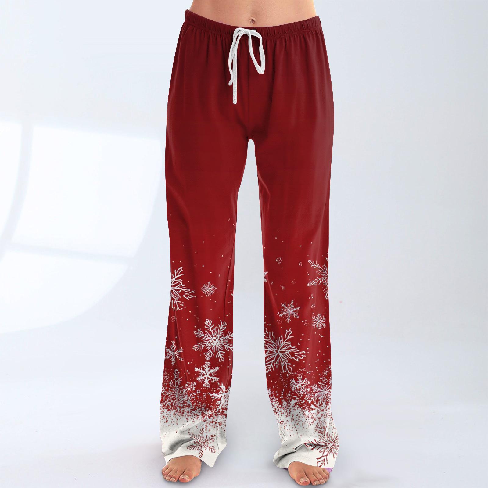 

Женские повседневные модные брюки с рождественским принтом, плюшевые повседневные брюки S киноварь