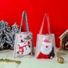 Christmas Candy Apple Pouch Santa Snowman Print Gift Bag Natural Jute Fabric Reusable Holiday Party Favor Storage
