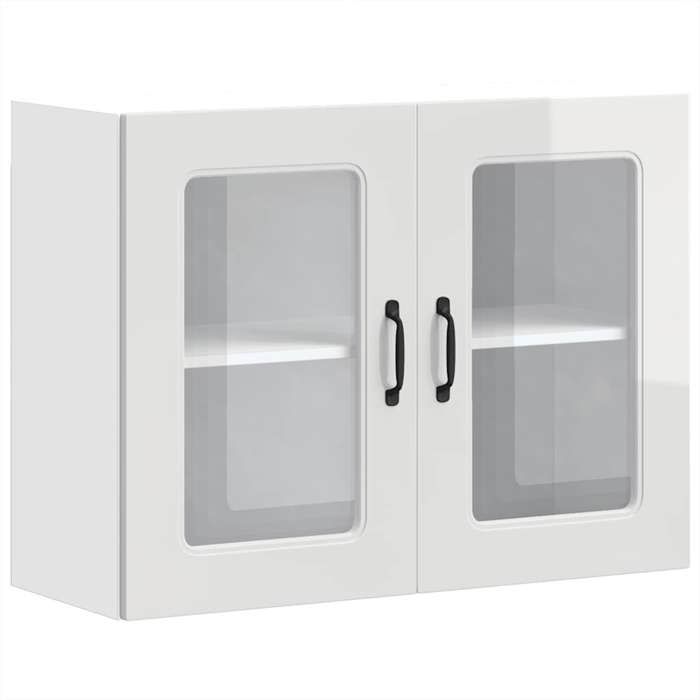 VidaXL Kitchen Wall Cabinet with Glass Door "Kalmar" High Gloss White Engineered Wood 853609