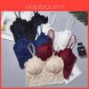 Top Cropped Bralette Floral de Renda Sem Costas Feminino com Conforto Acolchoado**