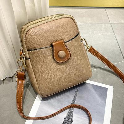 Mobile Phone Bag for Women PU Leather Crossbody Bag Simple Multi-layer Messenger Handbag and Purse Shopping Bag