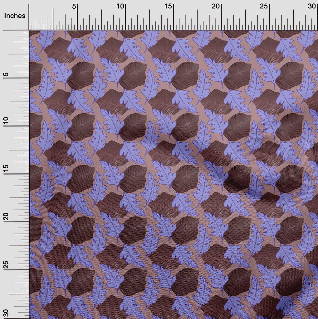 oneOone Georgette Viscose Brown Fabric Leaves Diy Clothing Quilting Fabric Print Fabric By Yard 42 Inch