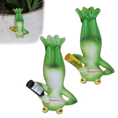 Upside-down Drinking Frog Statue Inverted Cartoon Frog Figurine Resin Animal Sculpture Outdoor Garden Flower Pot Hugger Ornament
