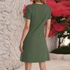 Women's Fashion Casual Short-sleeved V-neck Home Vacation Casual Dress